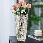 CEMABT 9.5inch 3.4 lb Glass Vases for Flowers Unbreakable Thickened Morden vase for Tables Centerpieces,Colorful,Vintage and Clear Rose Large Flower vases for Bouquet Unique Gifts（Colorful）