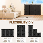 6 Cube Storage Organizer with Shelf Back to School Boxes 11 Inch Toy Storage Bins Closet Organizers Drawers Fabric Dresser for Playroom Books Bedroom Dorm Kitchen (Black)