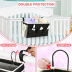 Loghot Bedside Caddy/Bedside Storage Bag Hanging Organizer for Bunk and Hospital Beds,Dorm Rooms Bed Rails,Can be Placed Glasses,Books,Mobile Phones,Keys (New Black)