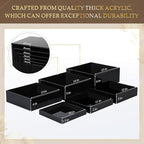 Geelin 6 Pack Acrylic Risers for Display Acrylic Cube Boxes Risers Display Stands with Hollow Bottoms Decorative Stand for Jewelry Candy Table Decor 6 Sizes(Black,10 to 15 Inch,Square)
