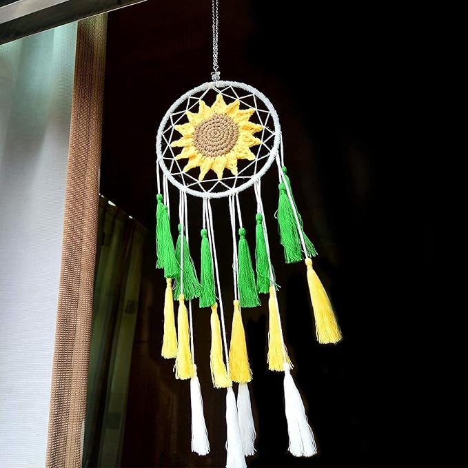 AQUPIOSSE Sunflower Summer Dream Catcher Handmade Dream Catchers for Bedroom Wall Hanging Home Decor Ornaments Craft Men Women