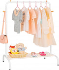 Kids Clothing Rack - Garment Rack with Bottom Storage Shelf for Children, Small Baby, & Toddler, Clothes Organizer, Shirts, Dresser, Hat, Backpack, Bedroom, White
