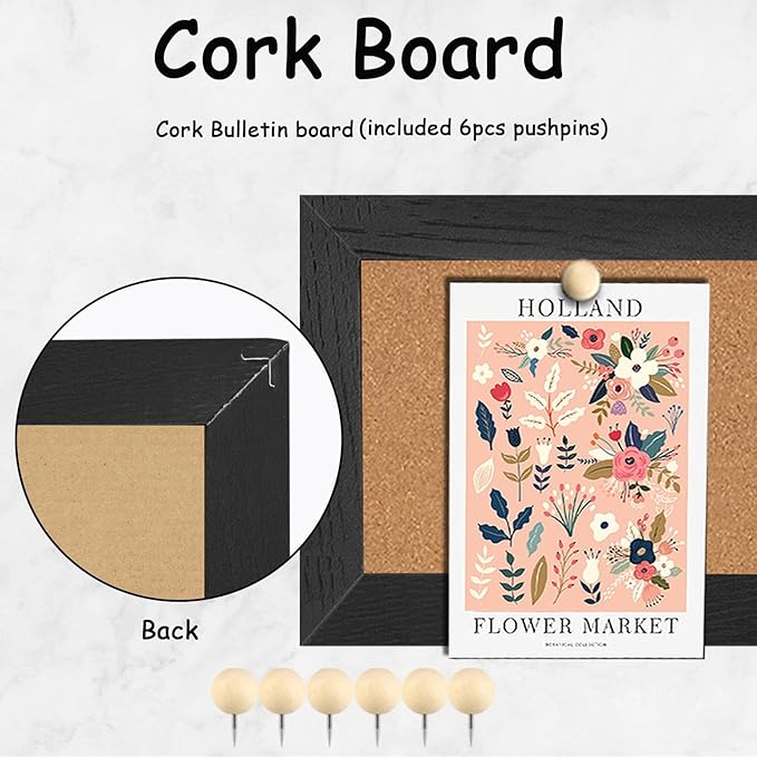 Cork Board Bulletin Board, 5.5x16.5inch Small Enamel Pin Board, Bulletin Board for Wall, Pin Board Cork Board for Brooch Pin Storage Display（BK-1442-2P）