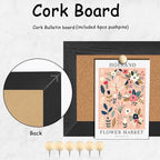 Cork Board Bulletin Board, 5.5x16.5inch Small Enamel Pin Board, Bulletin Board for Wall, Pin Board Cork Board for Brooch Pin Storage Display（BK-1442-2P）