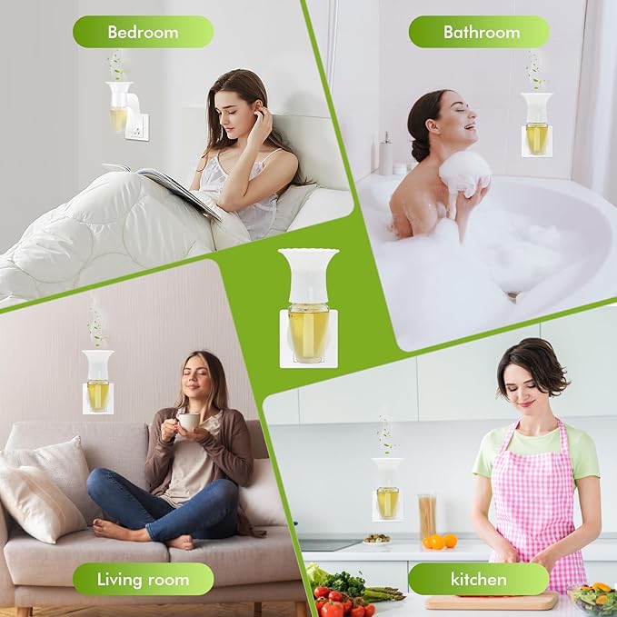 Wall Fragrance Plug in Air Freshener- Plug in Diffuser with Night Light Compatible with Bath and Body Works Wallflowers Refill, ETL Certified Rotatable Plug, Scent Control Plug for Home Office (4PCS)