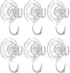 6 pack Suction Cup Heavy-Duty Wreath Hook,Large Clear Reusable Wreath Vacuum Hanger,use for Windows Tiles Glass Smooth Doors and Mirrors to Hang Bags Coats Umbrellas kitchenware and Christmas Wreaths