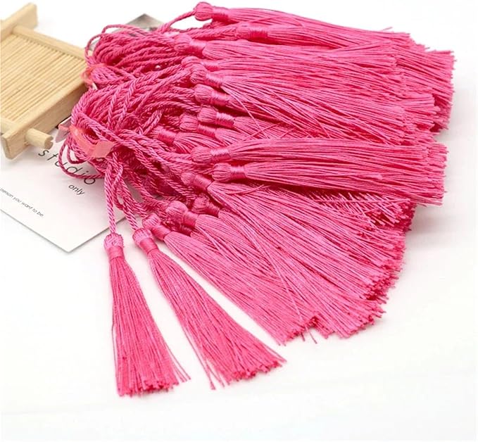 Tassels for Decoration 13cm/5 Inch Silky Floss Bookmark Tassels Hanging Rope for Jewelry Making DIY Craft Accessory(Light Rose)