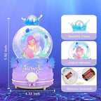 BREIS Snow Globe,100MM Mermaid Snow Globes Automatic Snowflakes with Music Boxes LED Lights,Home Decor Birthday Christmas Valentines Gifts for Girls Kids Girlfriend Women