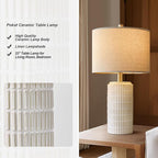 PoKat 23" Modern Ceramic Table Lamp Set of 2 for Living Room White Desk Lamps for Bedroom Farmhouse Bedside Nightstand Lamp House Warming Gifts New Home Decor End Table Lamps Gifts for Women Mom Beige