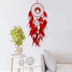 Red Dream Catcher Wall Decor Crystal Tree of Life Dream Catchers Handmade Feather Dreamcatcher Wall Hanging Ornament for Bedroom Living Room Home Decor