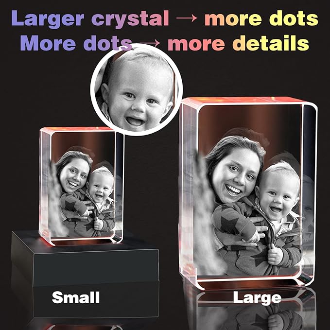 3D Crystal Photo,Personalized for Mom,Wife,Grandma, Husband Great with Your Own Photo,Customized Anniversary, Birthday