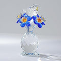 Crystal Bird & Forget-Me-Not Flower Figurine,3x4 inch Glass Flower Collectible Ornaments for Home Decor Table Centerpiece Glass Bouquet Flowers Keepsake Gifts for Women （Blue）