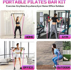 VEICK Pilates Bar Kit with Resistance Bands, Elastic Workout Bands for Men Women, Set of 5 Resistance Loop Bands for Home Fitness Stretching Strength Training