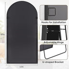 Antok 81" x 41" Full Length Mirror, Floor Mirror Arched Window Decorative Mirror, Metal Framed Decor Farmhouse Floor Mirrors Art Pane Mirrors Wall Decor for Bedroom, Living Room, Entryway Bronwn