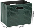 HofferRuffer Magazine Basket Holder, Foldable Magazine Rack, Document File Holder Organizer, File Folder, Newspaper Storage Bin Organizer for Home or Office (Green)