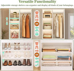 Closet System, 4.2–8.8 FT Closet Organizer with 2 Wooden Drawers and Shelves, Walk-in Closet System with Hanging Rods, Built-in Closet Tower, Can Fit 60 to 96 inch, White