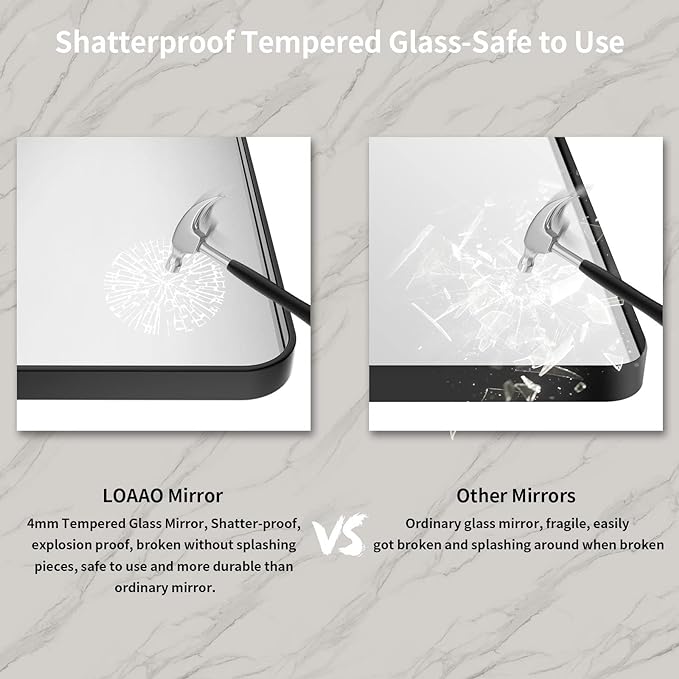 LOAAO Black Metal Framed Bathroom Mirror for Wall, Large 72X32 Inch Rounded Rectangle Mirror, Matte Black Bathroom Vanity Mirror Farmhouse, Anti-Rust, Tempered Glass, Hangs Horizontally or Vertically