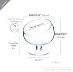WGV Slant Cut Bowl Glass Vase with Stand, Width 8.25", Height 8.75", Clear Planter Terrarium, Candy Dish, Fruit Jar for Wedding Party Event, Home Office Decor, 1 Piece
