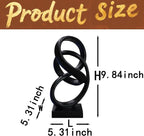 10" Modern Abstract Ribbon Decorative Sculpture, Knot Sculptures,Home Decor,Coffee Table Statues,Dining Living Room Desk Decor（Black）
