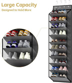 KEEPJOY 10 Tiers Mesh Over Door Shoe Organizer Storage, Hanging Shoe Holder for Door with Large Deep Pockets, Holds 20-30 Pairs of Shoes, Ideal for Sneakers & Boots.(Grey)