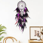Black and Purple Dream Catcher Wall Decor Feather Dream Catchers with Pendant Handmade Dreamcatcher Wall Hanging Ornament for Bedroom Living Room Home Decor