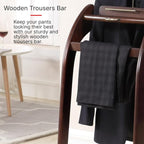 Proman Products Windsor Suit Valet Stand VL16001 with Top Tray, Contour Hanger, Trouser Bar, Tie & Belt Hooks and Shoe Rack, 17"W x 14"D x 40"H, Dark Walnut