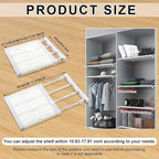 Gerrii 4 Pcs Closet Tension Shelf Rod Expandable Shelf Locker Organizer Adjustable Storage Rack Scalable Layered Divider Separator for Cabinet Wardrobe Kitchen Bathroom (10.83''-17.91'')