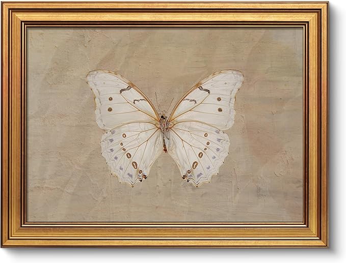 VIYYIEA Vintage Gold Framed Wall Art for Living Room,【Morpho polyphemus】-(16L x 12W)