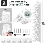 2 Pack Hat Organizer for Baseball Caps, Detachable DIY Hat Rack for Wall Hat Holder Hold up to 22 Hats, Baseball Cap Organizer Cap Holder Hat Hangers for Wall Closet Door Bedroom (C-White)