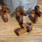 Wooden Cross Fidget Wood Pocket Prayer Fidget Cross to Hold Gifts for People with Depression/Anxiety(Black 5pcs)