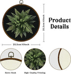 Vintage Botanical Wall Art Decor, Boho Wildflower Ferns Plants Canvas Prints Round Wall Art, Retro Wall Hanging Door Artwork Decor for Farmhouse Bedroom Living Room Gallery 10x10in(MG08)