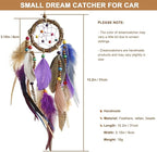 Mini Dream Catcher for Car Rear View Mirror Accessories - Handmade Small Purple Dreamcatchers Boho Car Charm Interior Decor, Native Ameican Indian Ornament
