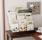 6-Tier 30" Wide Metal Magazine Holders,Wire Countertop Rack with Sign Channel,Retail Book Brochure Magazine Display Stand Literature Greeting CD Card Rack for Book Signing,Vendor Booth