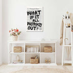 Drimiler Retro Black And White Newspaper Poster What If It All Works Out Canvas Wall Art Positive Affirming Quote Minimalist Prints Painting For Home Bedroom Dorm Wall Decor 16x24in Wframed