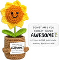 Positive Sunflower Graduation Gifts for Women Men Teens - Handmade Positive Crochet Animals, Stuffers for Mom Teacher Best Friend Bestie Sister, Cute Stocking Stuffers for Her Him
