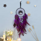 Dream Catcher, Handmade Dreamcatcher with Healing Crystal Stone, Tree of Life Dream Catchers Hanging Ornament for Home Bedroom Birthday Party, Perfect Craft Gift for Kids… (Purple)