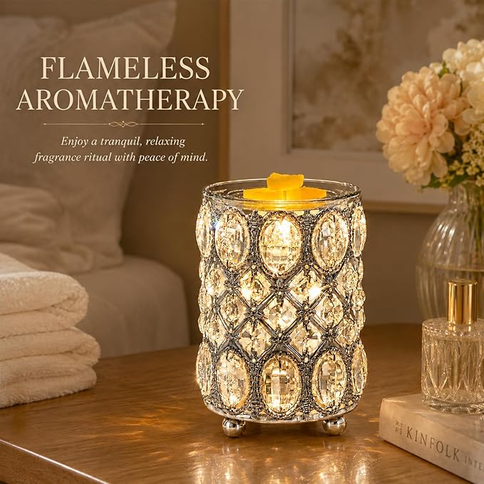 Leyoue Wax Warmer Wrought Iron Crystal Wax Melt Warmer Electric Oil Burner Wax Melt for Gifts & Decor, Home, Office, SPA,Bedroom