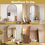 Prywot Arched Floor Mirror, 76 "x 34" Full Length Mirror Wall Mirrors Hanging or Leaning Arched-Top Full Body Mirrors with Stand for Bedroom, Dressing Room, Gold