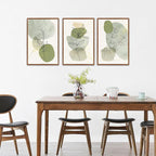 KAlRNE Boho Botanical Framed Canvas Wall Art Set of 3(16”X24”),Abstract Sage Green Wall Decor,Minimalist Watercolor Picture,Modern Geometric Black Line Art Prints For Living Room Bedroom Office