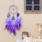 KHOYIME Agate Dream Catcher, Handmade Feather Dreamcatcher with Healing Crystal Stone Natural Gemstone Dream Catchers, Wall Art Hanging Decor Home Ornaments Craft Gift for Girls Adult Bedroom (Purple)