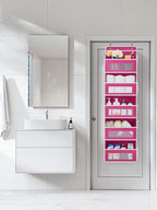JARLINK Over The Door Organizer Storage, 5 Shelf Hanging Door Organizer with 5 Large Capacity Pockets, Anti Tilt 44 lb Load Behind Door Storage for Bedroom, Bathroom, Pantry, Nursery, Rose Pink
