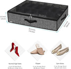 Onlyeasy Under Bed Shoe Storage Organizer with Sturdy Handles and Clear Window 1 Pack Fits 12 Pairs, Premium Foldable Underbed Shoes Container Box for Closet, Linen-like Black, MXAUBSB1P