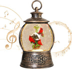 Christmas Cardinal Snow Globe 12.5In High, Musical Snow Globe Lantern Lights with 6 Hour Timer, Retro Style Holiday Glitter Globe for Xmas Home Decoration and Santa Gifts-Red Cardinal