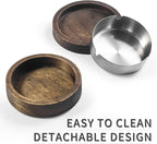 Wooden Ashtray with Lid for Smokers Stainless Steel Liner Ash Tray Windproof Durable Easy to Clean Cool Ashtrays for Indoor or Outdoor Use, Patio, Office & Home