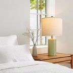 G-SAFAVA 20.5" Small Table Lamps for Living Room Lamp Single Ceramic Lamps for Bedroom Bedside Lamps Modern Boho Lamps for Night Stands Farmhouse Nightstand Lamp Side End Table Lamp, Light Green