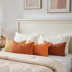 Fancy Homi 4 Packs Decorative Throw Pillow Covers for Living Room Couch Bed, Modern Farmhouse Boho Home Décor Accent Cushion Case, 24" x 14", Burnt Orange Series