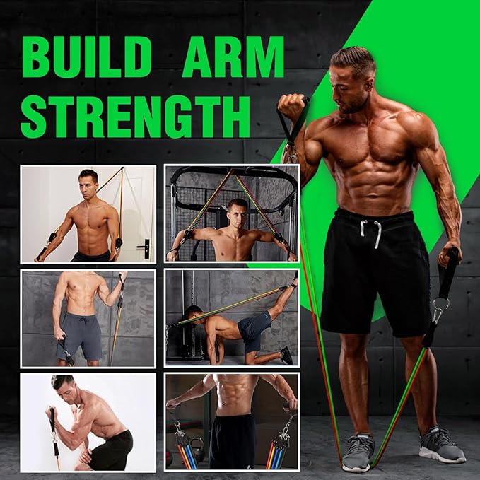 TOBWOLF 4PCS Baseball Exercise Bands with Interchangeable Grips, Baseball Resistance Trainer for Pitching & Throwing, Training Aid for Baseball Softball Pitchers to Build Arm Strength, Warm-Up