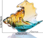 DOVDOV Hand-Blown Glass Conch Sculpture, Coastal Home Decor Conch Horn, Glass Art Seashell Ornament, Office, Living Room Tabletop Centerpiece, Bathroom Shelf top and Cabinet Decoration.