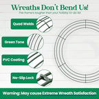 5-Pack Wire Wreath Frame – Round Metal Wreath Form with Ring Design for DIY Crafts, Floral Projects, and Home Decor – Dark Green Wire Frame for Christmas Holiday & Weddings (5, 12 Inches)