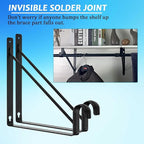 4 Pack Heavy Duty Closet Shelf and Rod Brackets 300lbs, 11 x 11 Inch Wall Mounted Closet Shelves Bracket with Rod Shelving Support, Black Closet Pole Holder Bracket with Screws